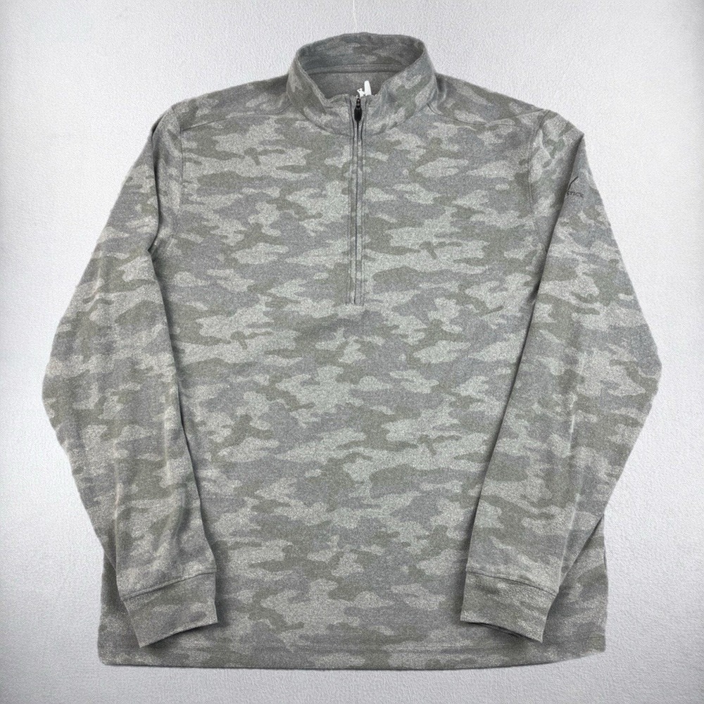 Johnnie O Pullover Men Medium Rodney Gray Camo Crooked Stick Golf Zip Sweater